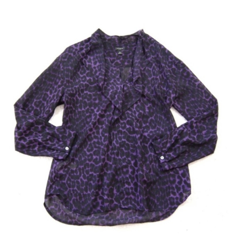Ann Taylor leopard ruffle blouse